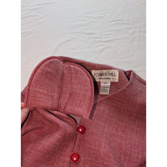 Vintage Tower Hill Blazer Womens Size 12 Red Dressy Workwear 8 Button Jacket - Picture 10 of 10